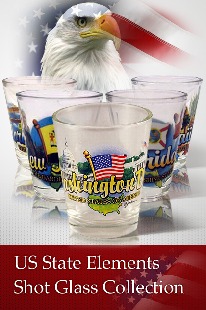 50 States State Elements Shot Glass Collection