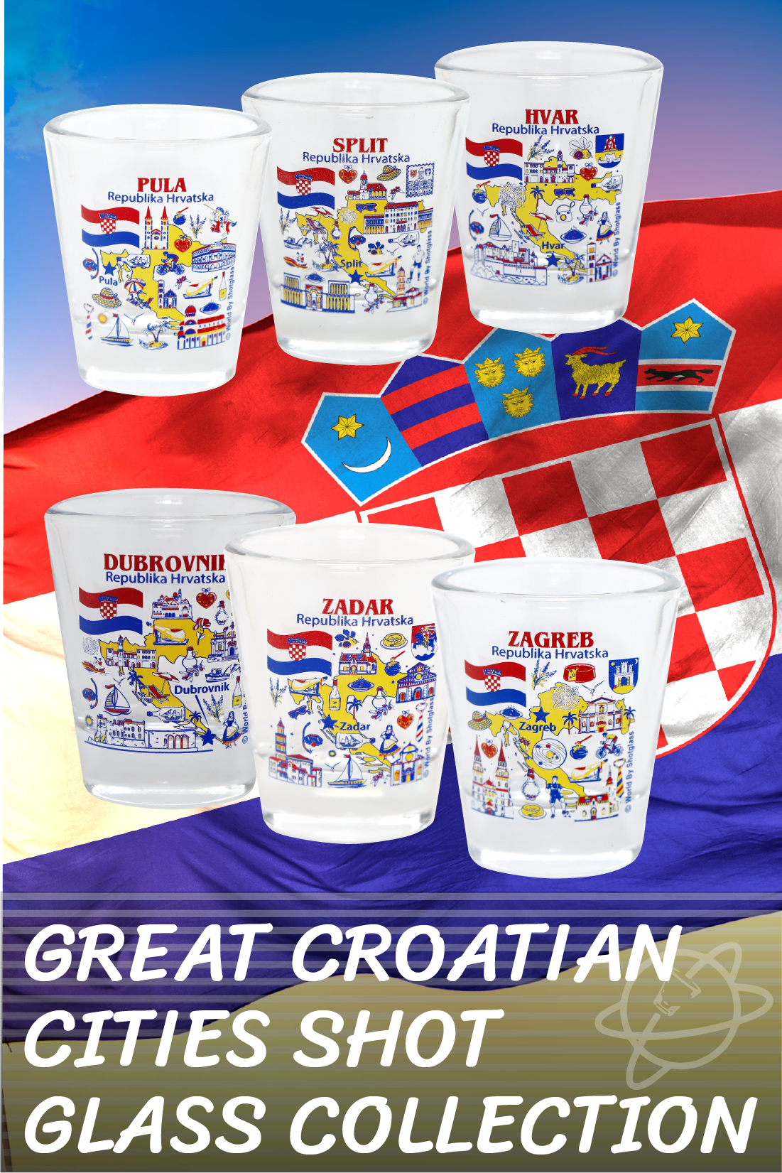 Great Croatian Cities Shot Glass Collection