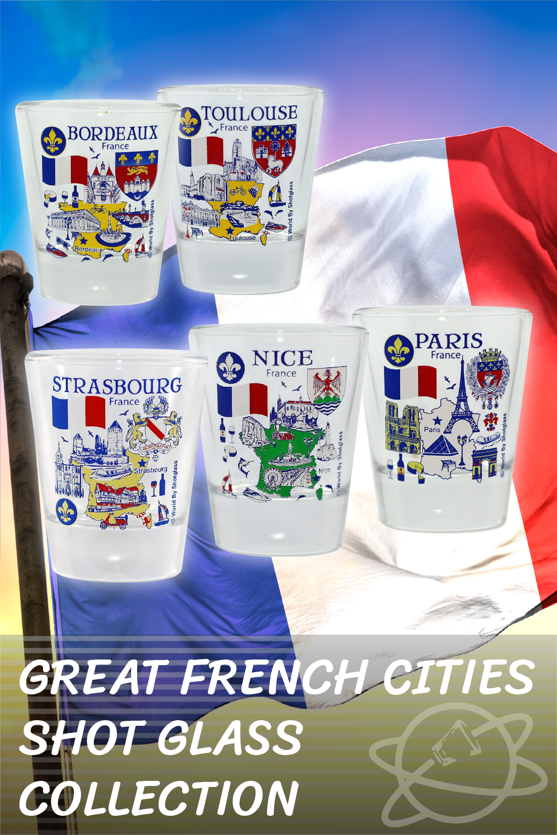 Great French Cities Shot Glass Collection