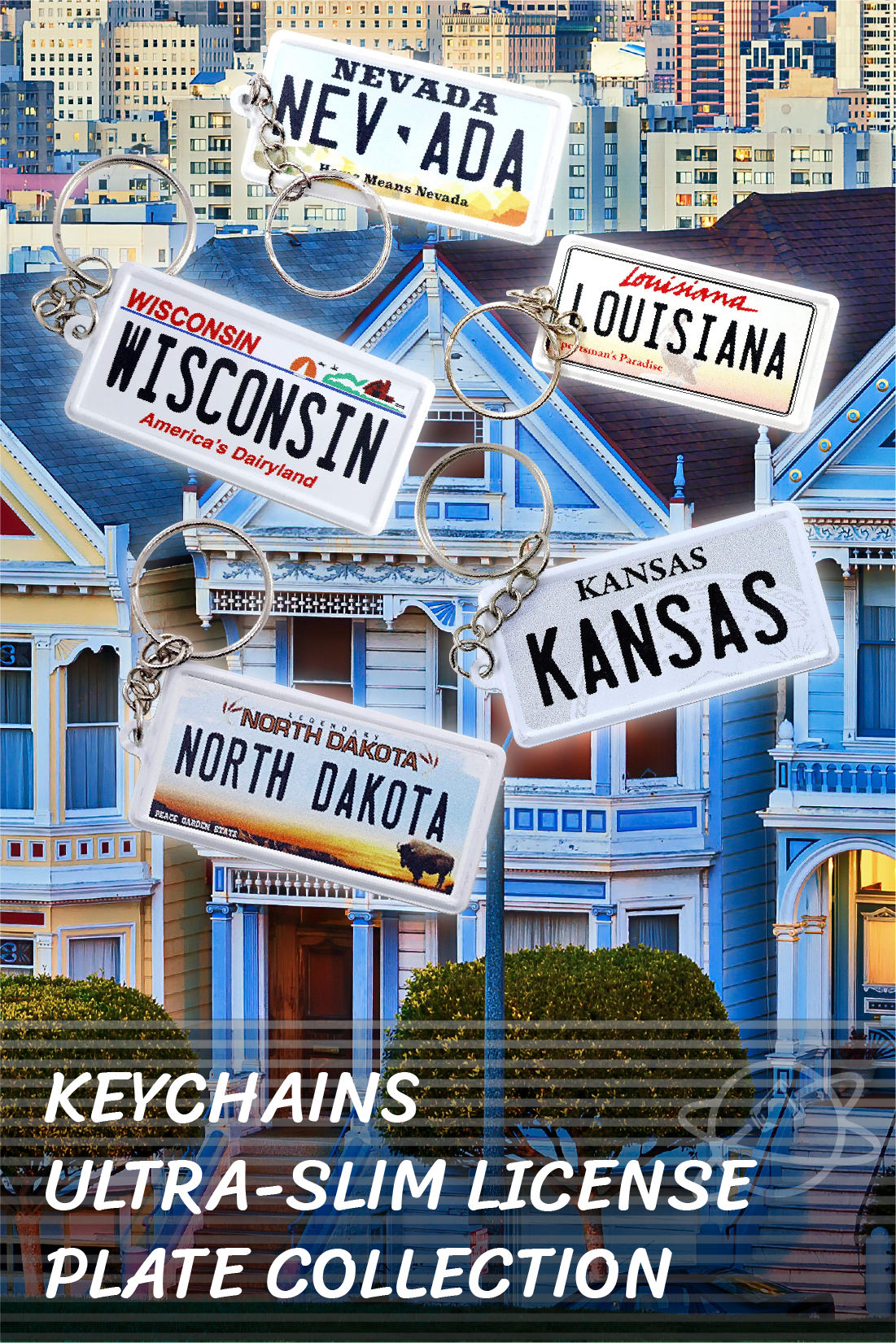 Keychains State Ultra-Slim State License Plate Collection