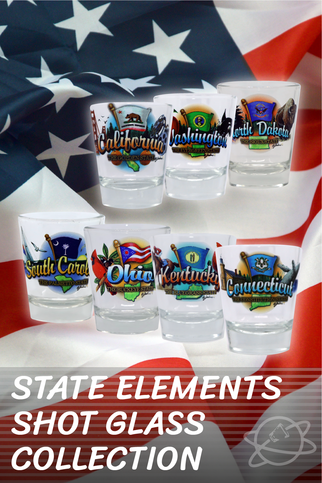 State Elements Shot Glass Collection